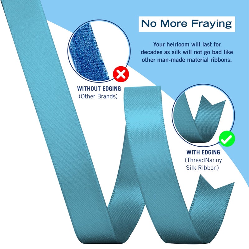 ثريد ناني خيوط حرير نقي 100%، مقاس 7 مم، من ThreadNanny، 6 بكرات - درجات اللون الأزرق - 60 متر × 7 مم - Image 4